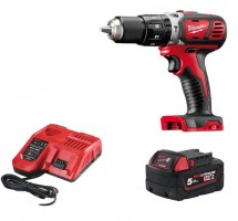 Milwaukee M18 BPD 18 Volt Li-Ion RedLithium Compact Cordless Combi Percussion Drill + 5ah Battery & Rapid Charger