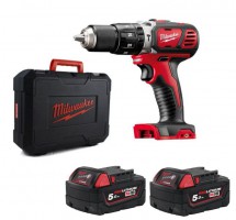 Milwaukee M18 BPD 18 Volt Li-Ion RedLithium Compact Cordless Combi Percussion Drill + 2 x 5ah Battery In Case