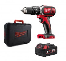 Milwaukee M18 BPD 18 Volt Li-Ion RedLithium Compact Cordless Combi Percussion Drill + 5ah Battery In Case