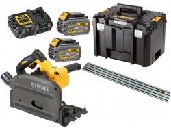 DeWalt DCS520T2 54 Volt FlexVolt Li-Ion Cordless Brushless 165mm Plunge Saw 2 x 6.0 AH Batteries with DWS5022 1.5m Guide
