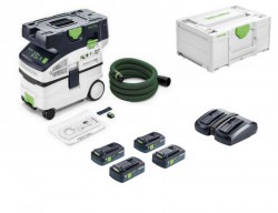 Festool Cordless Mobile Dust Extractor CTLC MIDI I-Basic + 577105 Energy Pack, 4 x 4ah batteries + Duo Charger