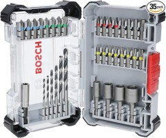 Bosch 2607017726 Extra Hard Screwdriver Bit and Metal HSS Drill Bit Set, 35 pcs