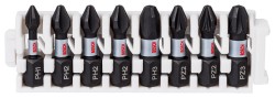 Bosch Impact Screwdriver Bit Insert Pack 25mm, PH1, PH2, PH2, PH2, PH3, PZ2, PZ2, PZ3 Pick & Clic