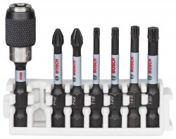 Bosch Impact Power Bit Insert Pack 50mm, PH2, PH2, PZ2, PZ2, T20, T25, T30, Bitholder Quick Release Pick & Clic