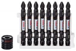 Bosch Impact Double Ended Bit Pack 65mm, 8xPH2PZ2 + Magnetic Sleeve Pick & Clic