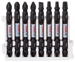 Bosch Impact Double Ended Bit Pack 65mm, PH1PH2, PH2PH3, PH2PZ2, PH2PZ2, SL1x5.5, T15T20, T15T20, T25T30 Pick & Clic
