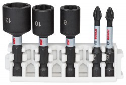 Bosch Impact Mixed Pack Nutsetter 8,10,13mm, Impact Power Bit 50mm, PH2, PZ2 Pick & Clic