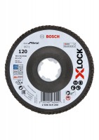 Bosch XLOCK Flap discs, angled version, fibre plate, �115mm, G 120, X571, Best for Metal