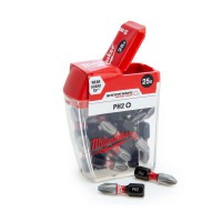 Milwaukee 4932472037 Pack of 25 Shockwave 25mm PH2 Phillips Screwdriver Bits with Wear Guard Tip
