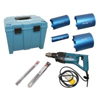 Makita 8406X3 110V 850W 13mm Diamond Core Hammer Drill + Accessory Set In A Carry Case