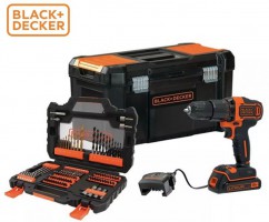 Black & Decker 18V Cordless Combi Drill Driver Kit +1x1.5Ah +Accessories+ KItBox
