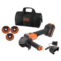 Black & Decker BCG6L8D13-GB 18V Angle Grinder with 2Ah Battery, Charger & 3 Discs In Bag