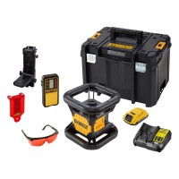 DeWalt Reconditioned DCE074D1R 18 Volt XR Li-Ion Self Leveling Red Rotary Laser Kit 457m + Detector 1 x 2.0Ah Battery