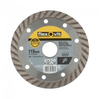 FLEXOVIT Diamond Cutting Blade 115 x 2.1 x 22.23mm Turbo Disc For Hard Materials