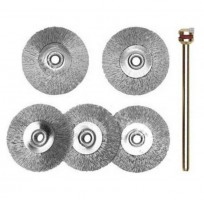 Proxxon 28956 Stainless steel wire wheel brushes, � 22 mm, 5 pcs. + arbor NO 28 956